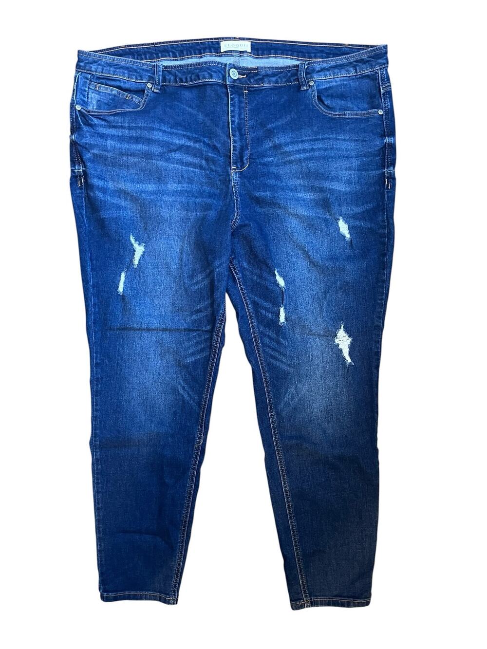 Eloquii Whiskered Distressed High Rise Jeans 26 Skinny Western Grunge